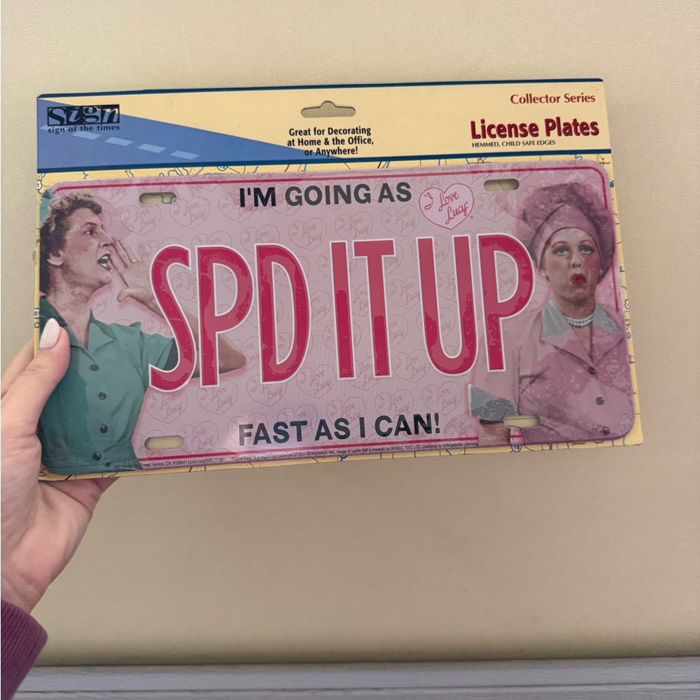 I Love Lucy SPD IT UP Decorative License Plate *Brand New*